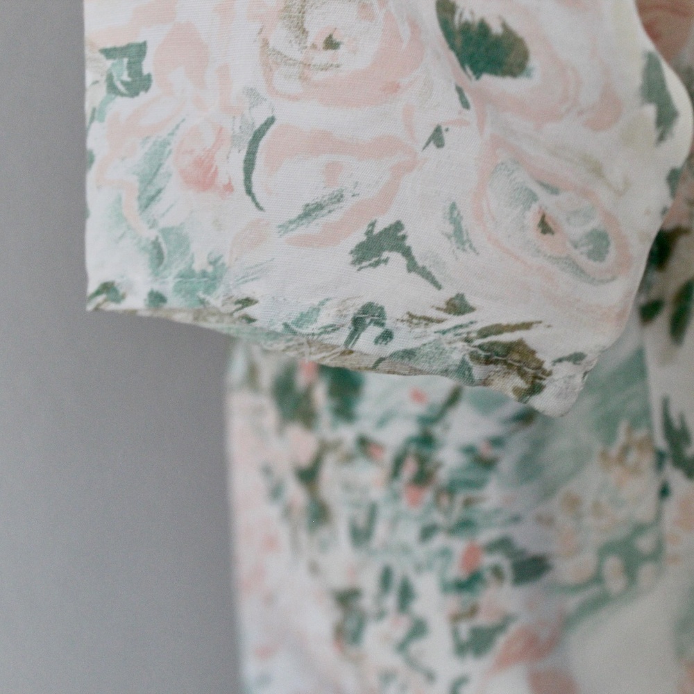 Vintage Pastel Brushstroke Floral Print Midi Dress - Picture 5 of 9